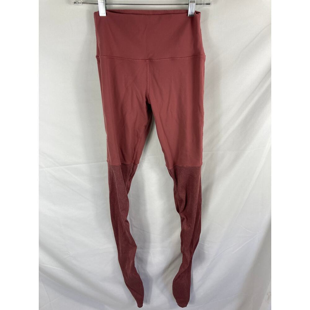 Alo Yoga Mixed Fabric Pink Full Length High Rise Legging Size Small